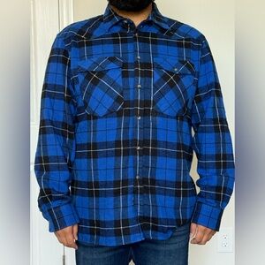 7 For All Mankind Blue and Black Checkered Shirt
